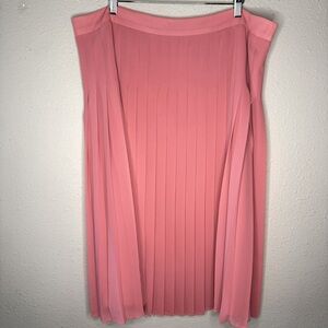Ann Taylor Pleated Skirt Midi Polyester Lined Fitted Top Pink Women’s Size 18T